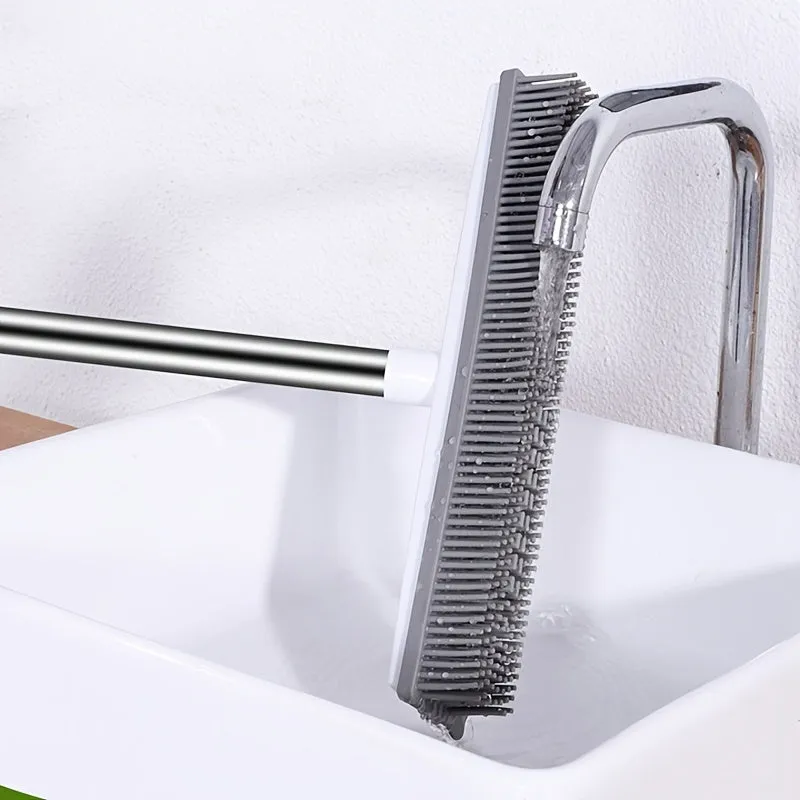 1-Pack Rubber Broom with Squeegee and Long Handle
