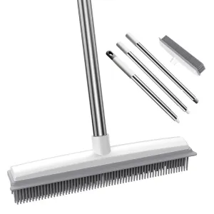 1-Pack Rubber Broom with Squeegee and Long Handle