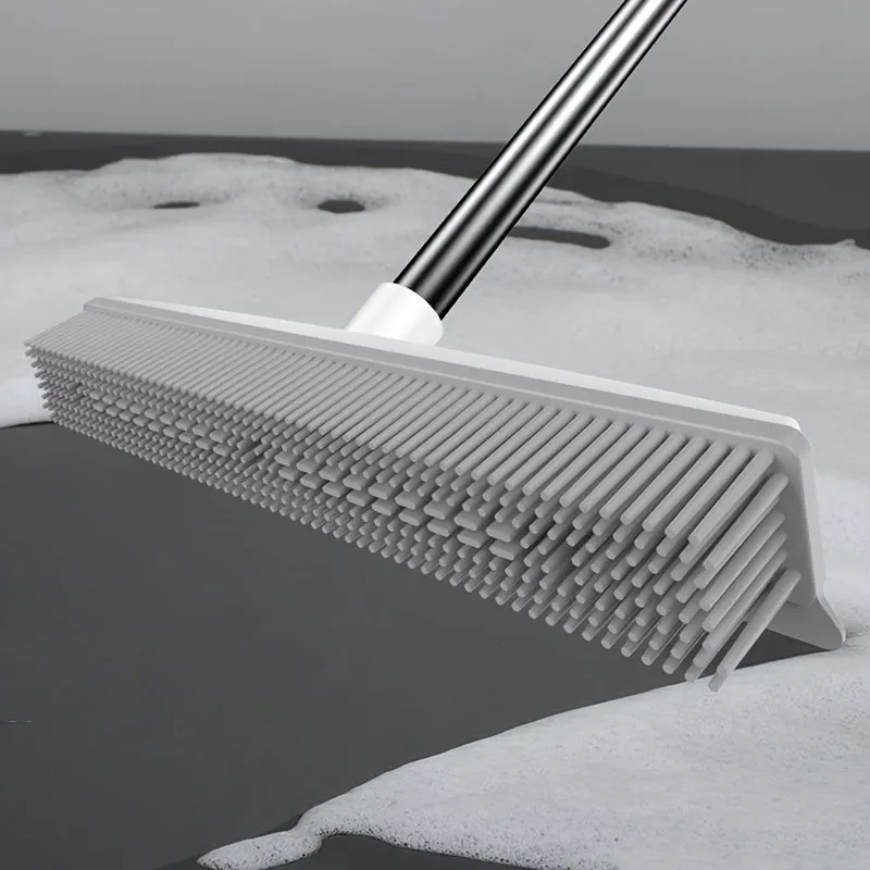 1-Pack Rubber Broom with Squeegee and Long Handle