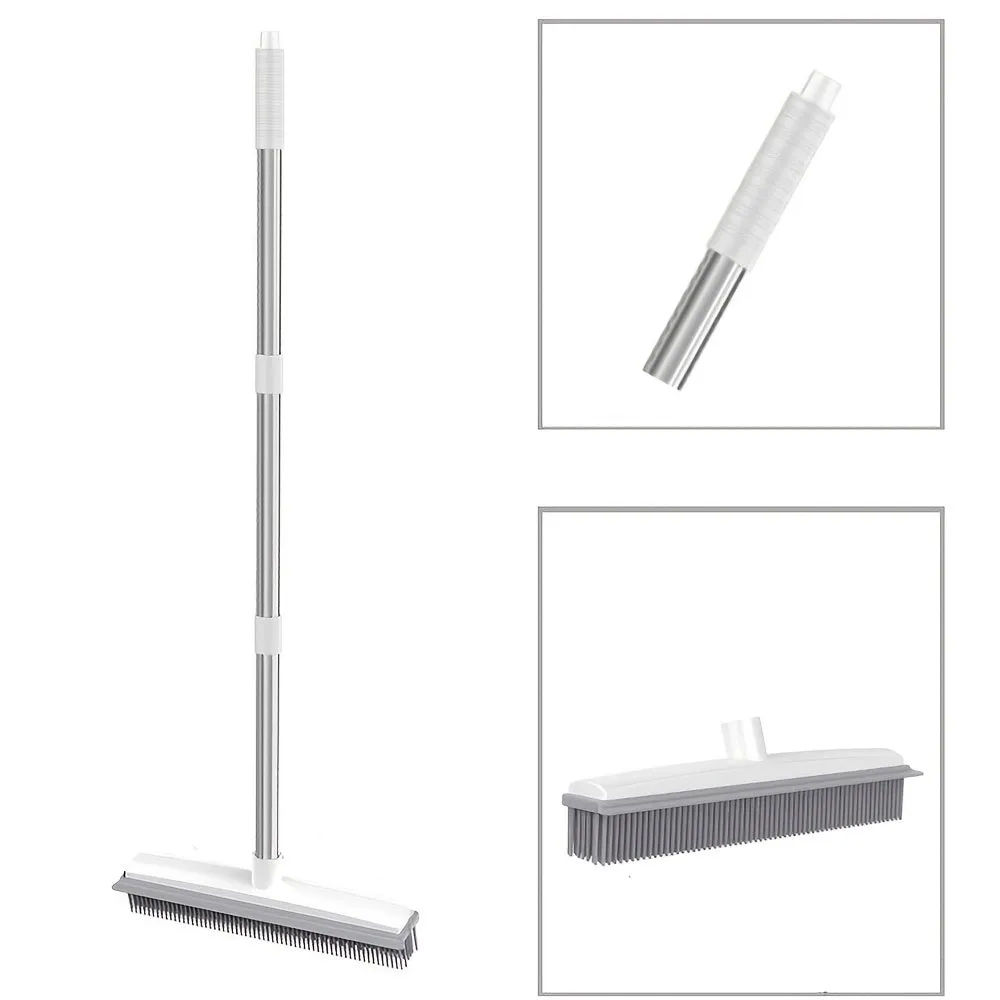 1-Pack Rubber Broom with Squeegee and Long Handle