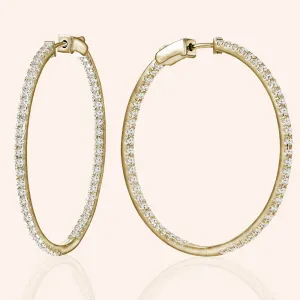 “1 Row Grand” 1.1ctw  Inside-outside Hoop Earrings