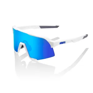 100% S3 - Matte White - HiPer Blue Multilayer Mirror Lens
