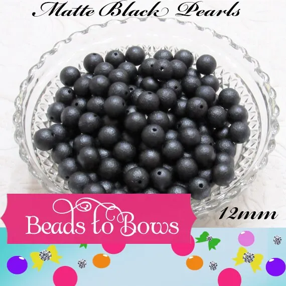 12mm Matte Black Bubblegum Pearl Beads, Gumball Beads, Pearl Beads, Bubblegum Pearls, Beading Supply, Jewelry Supply