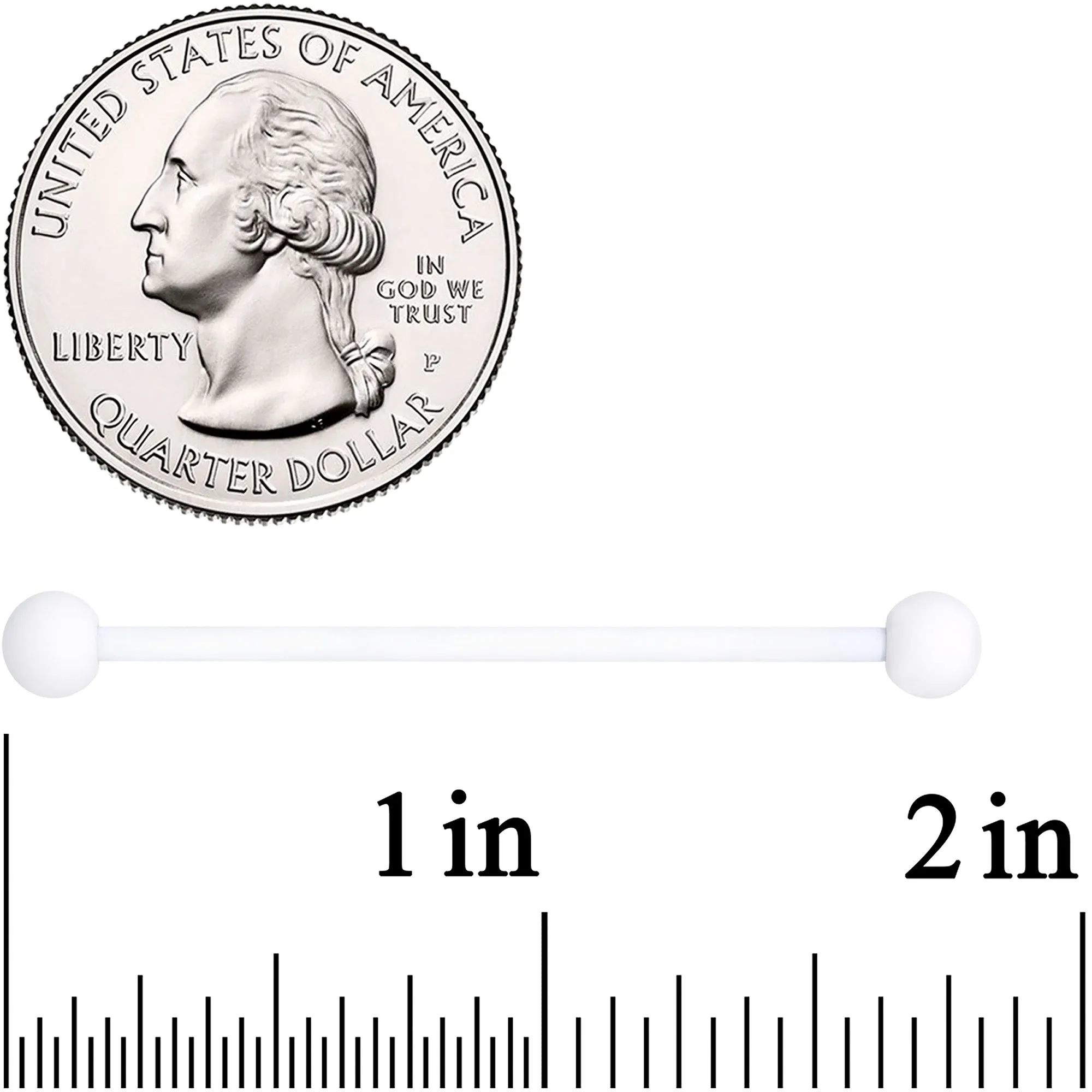 14 Gauge Wonderful White Matte Industrial Barbell 38mm