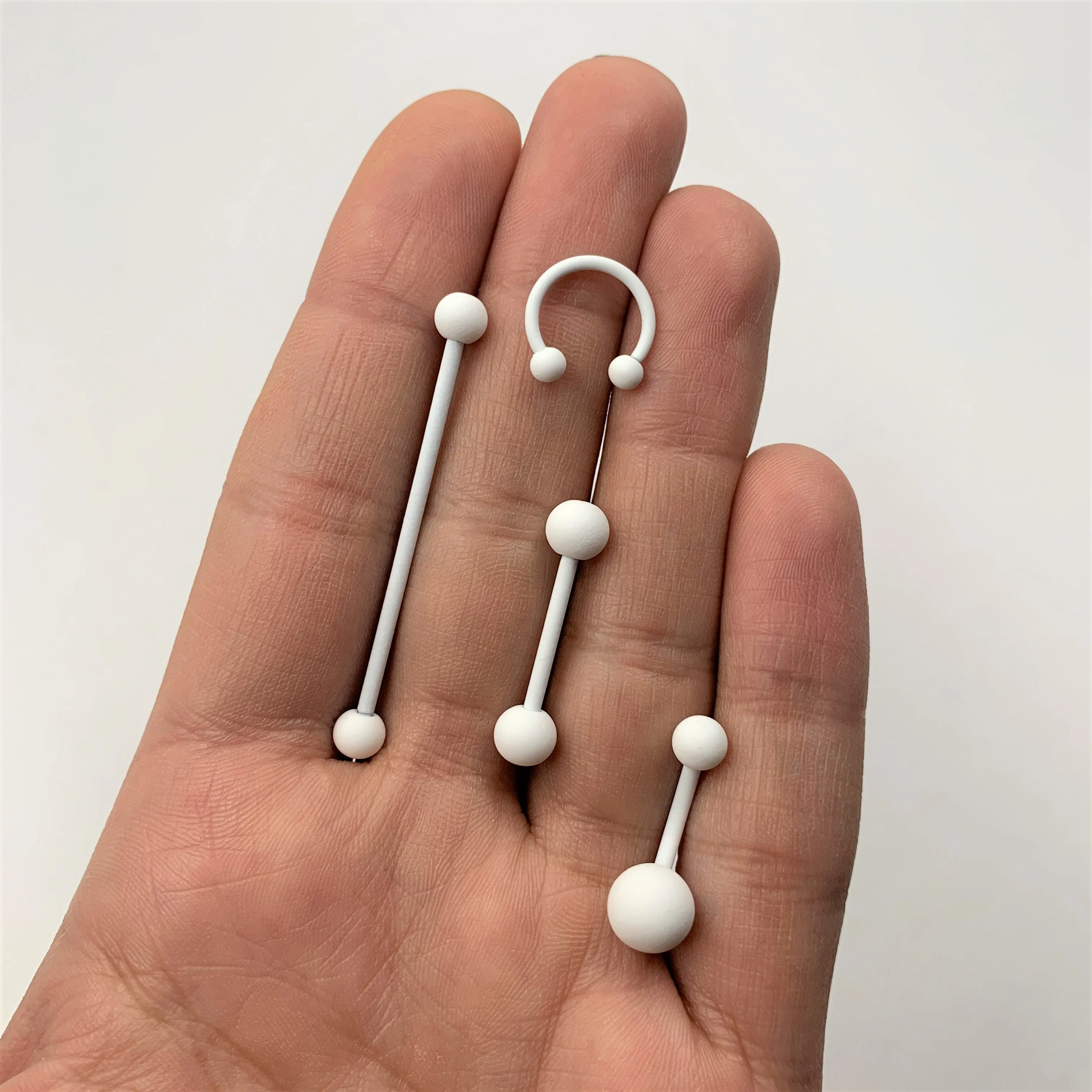 14 Gauge Wonderful White Matte Industrial Barbell 38mm