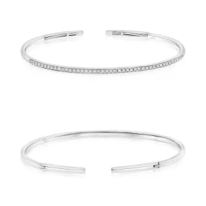 14K White Gold Diamond Bangle Bracelet
