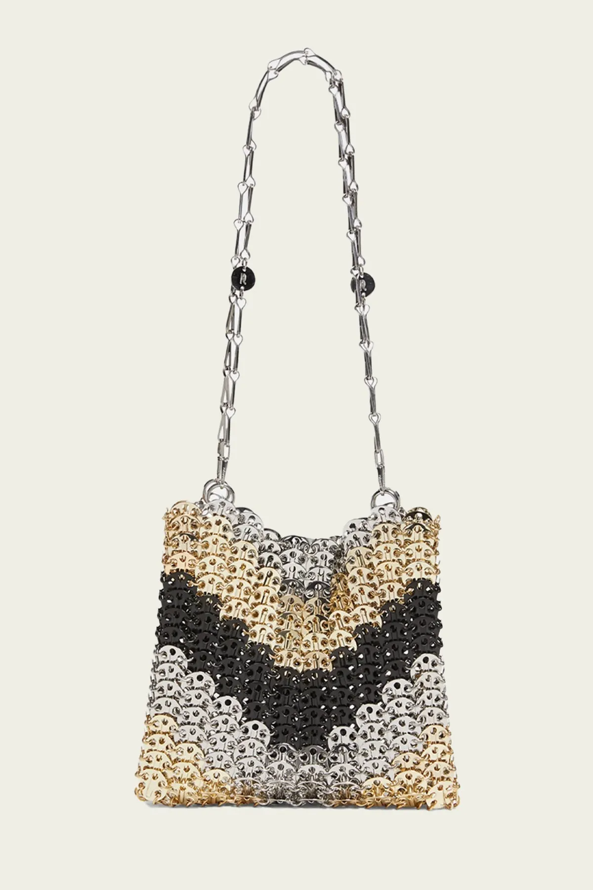 1969 Metallic Disc-Link Shoulder Bag in Silver/Black