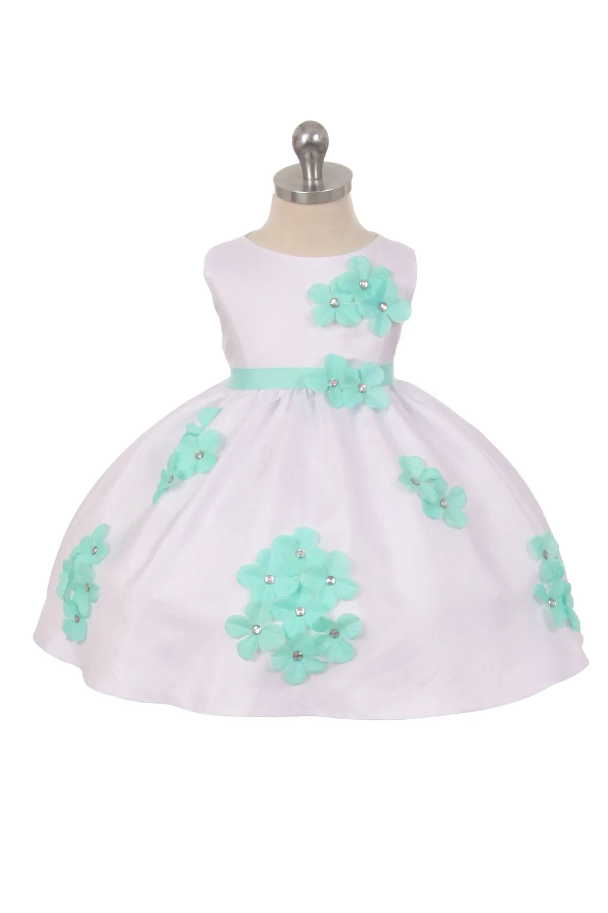 219F Shantung Dress Flower Petals Baby Dress