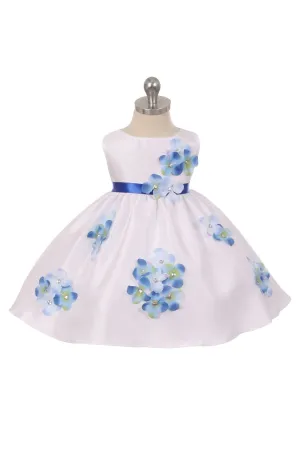 219F Shantung Dress Flower Petals Baby Dress