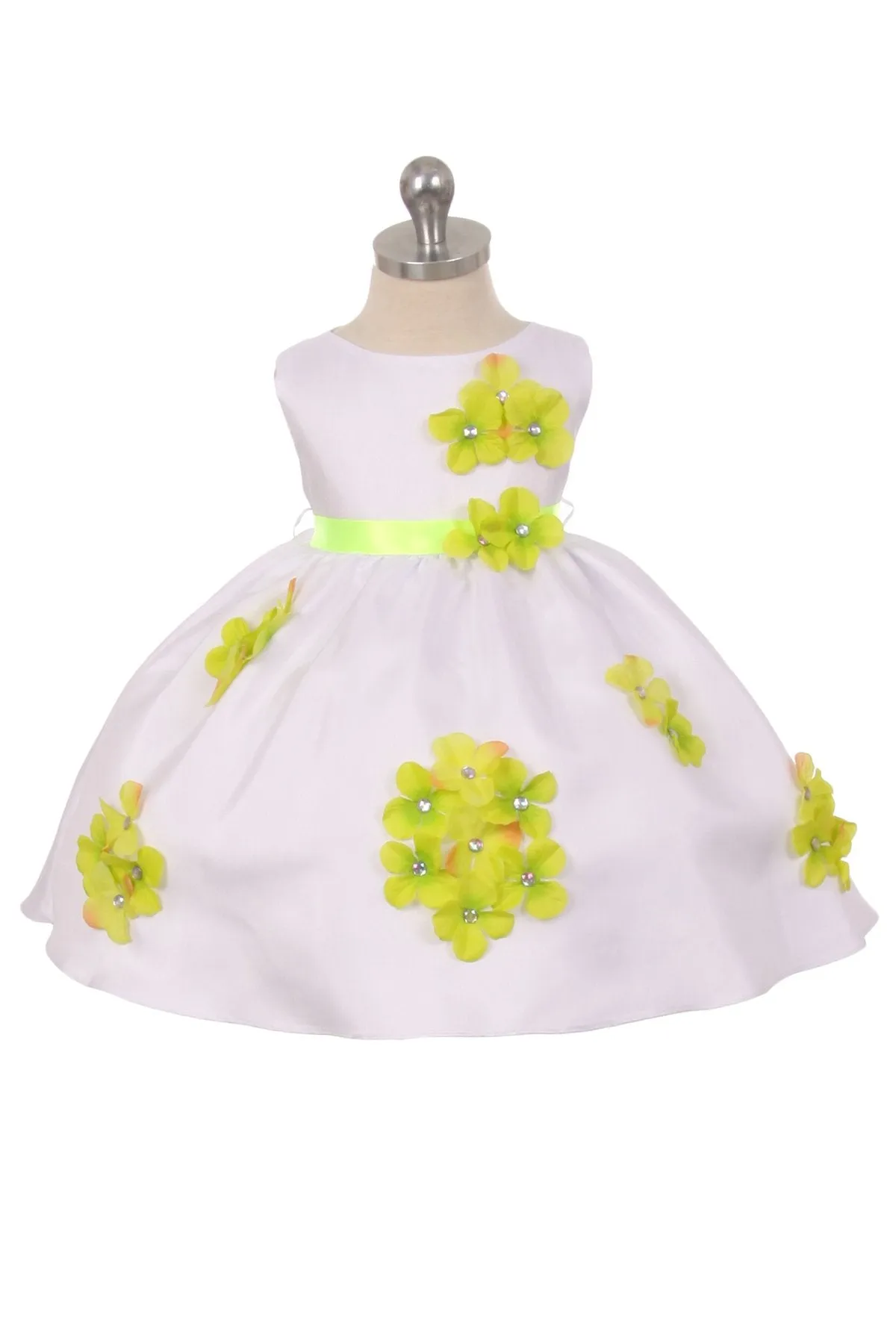 219F Shantung Dress Flower Petals Baby Dress
