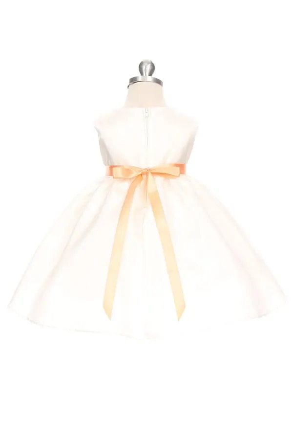 219F Shantung Dress Flower Petals Baby Dress