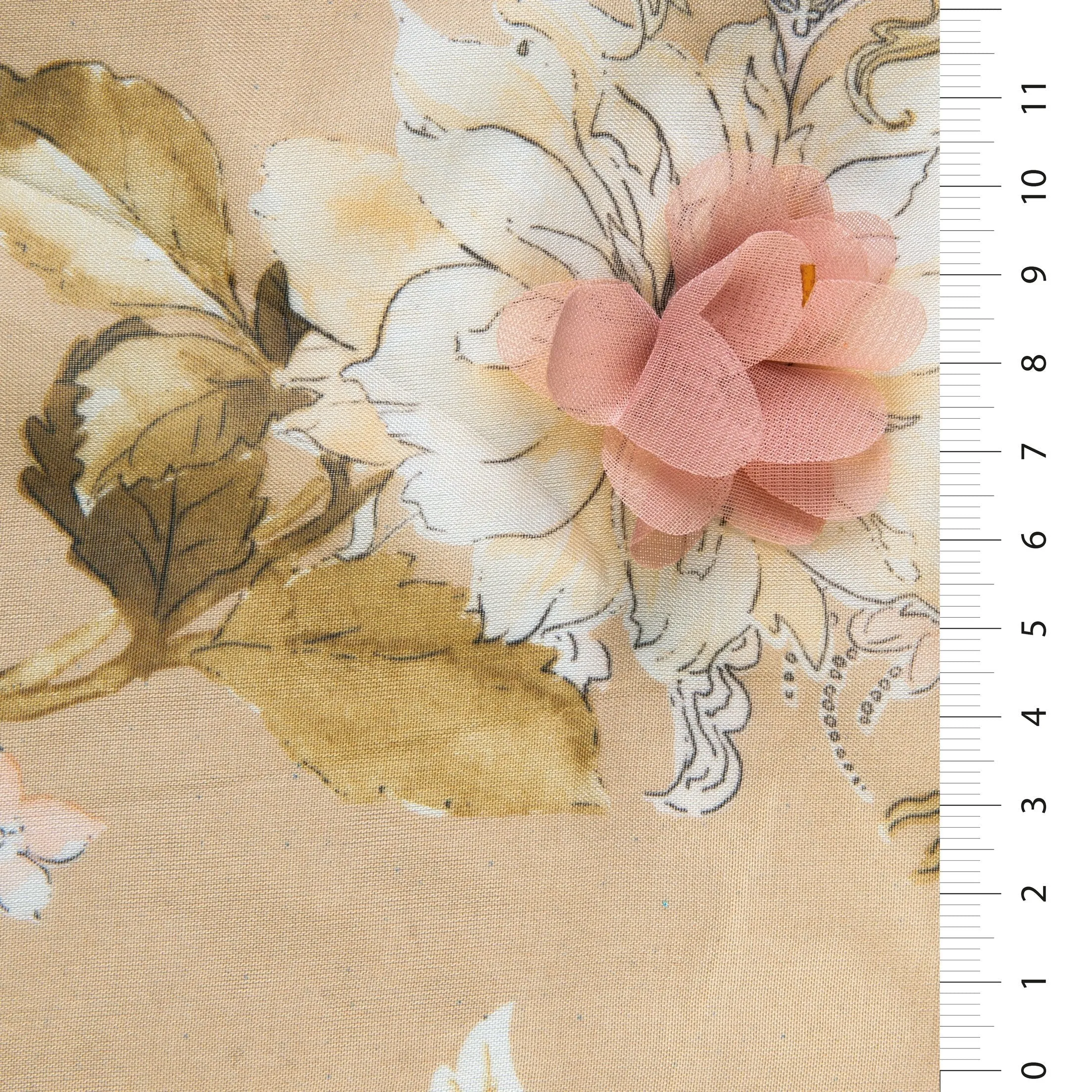 3D Flower Pattern Digital Printing Chiffon Trim Woven Fabric