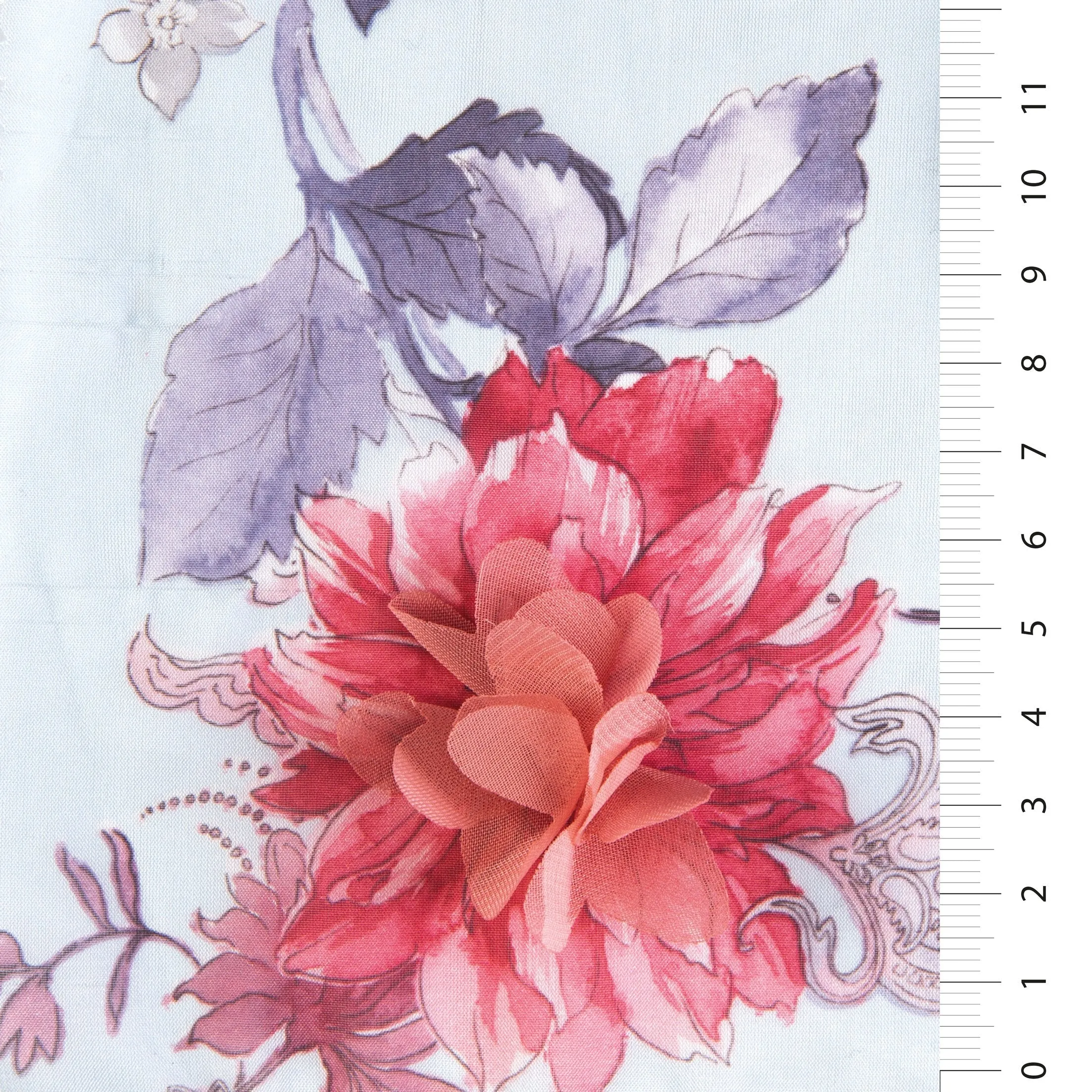 3D Flower Pattern Digital Printing Chiffon Trim Woven Fabric