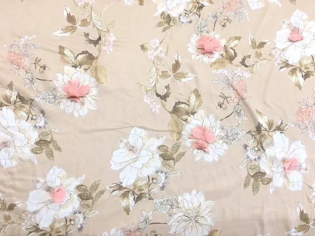 3D Flower Pattern Digital Printing Chiffon Trim Woven Fabric
