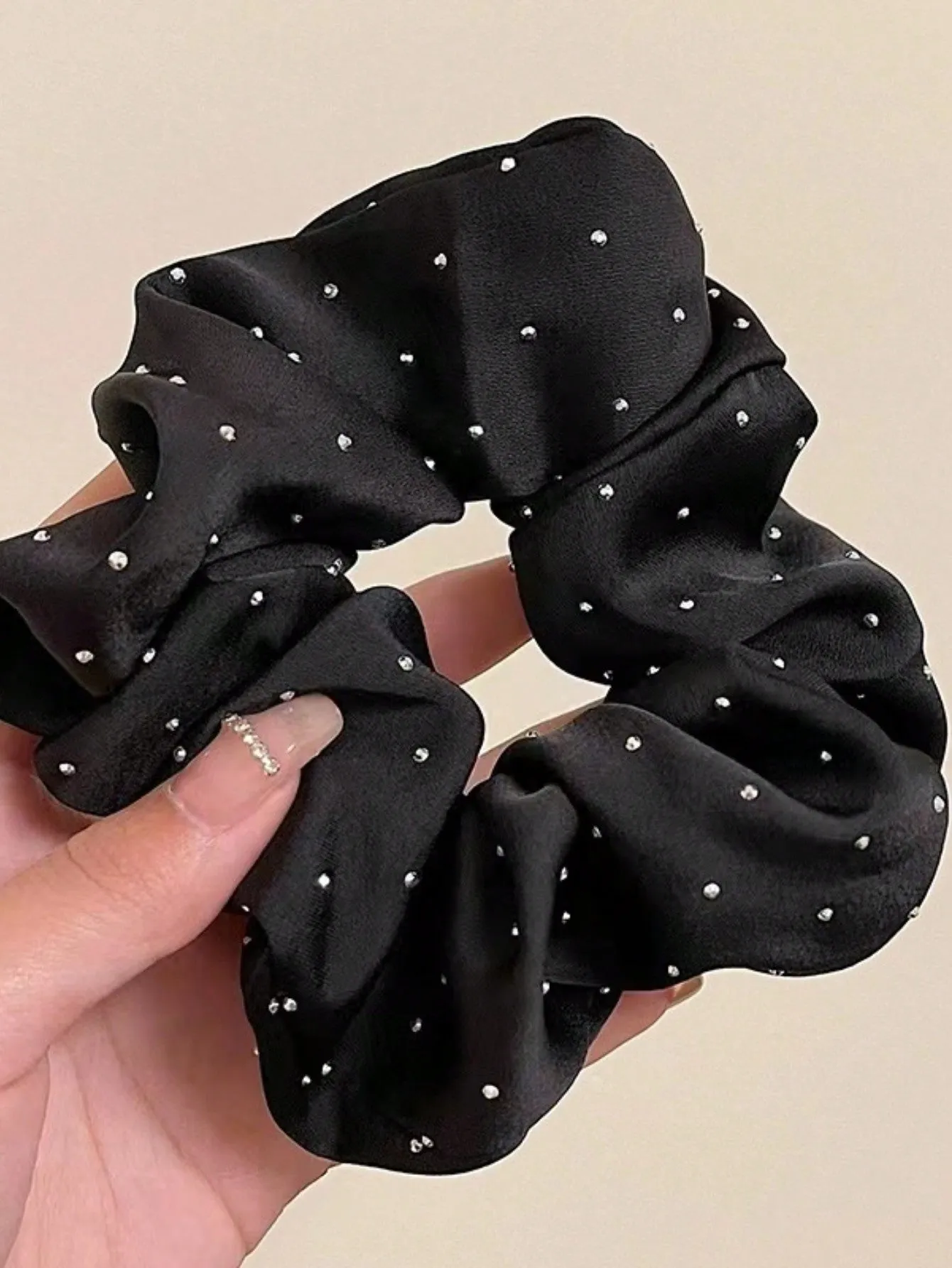 3PCS Rhinestone Decorated Satin Hair Scrunchies- FD ⚡