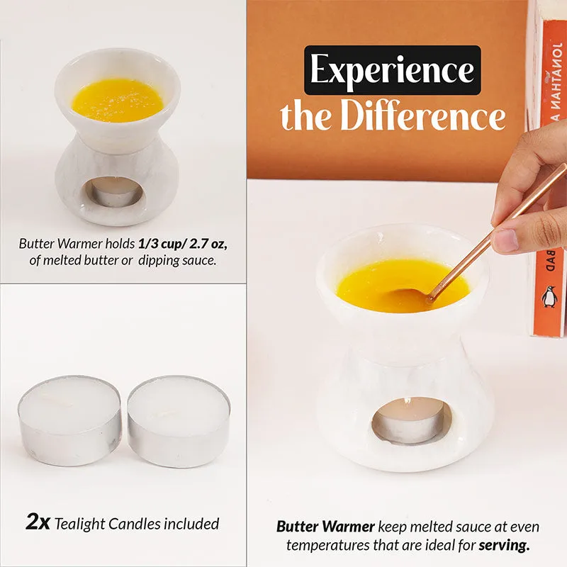 4" Marble Butter Warmer For Melting Chocolate & Seafood For Parties