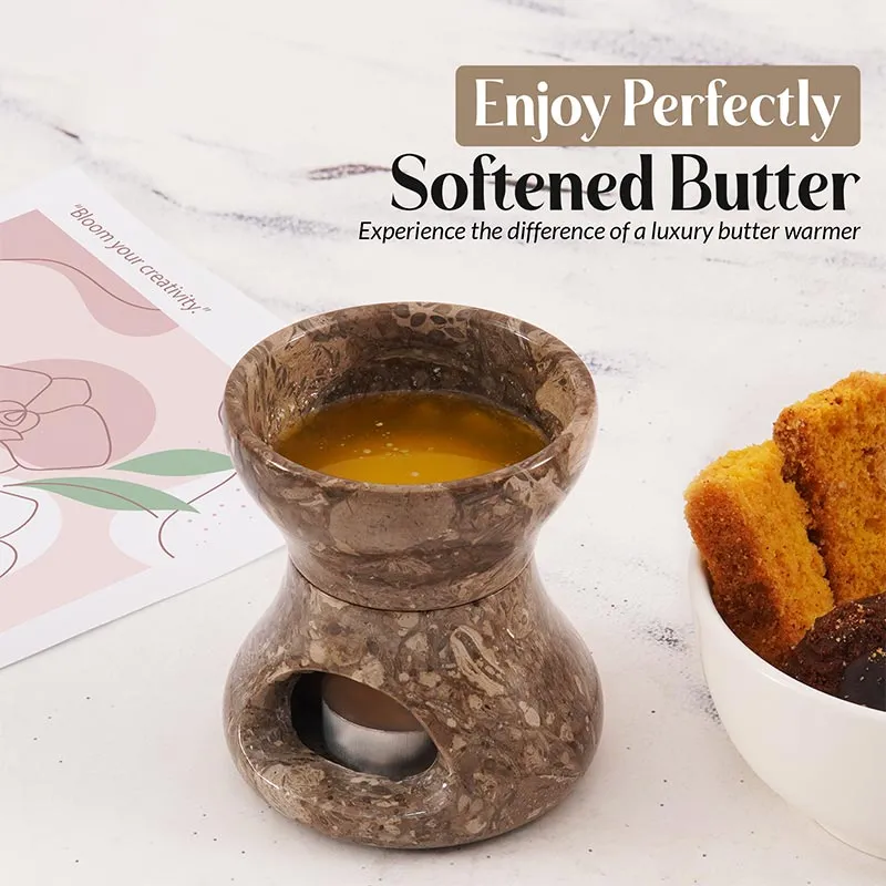 4" Marble Butter Warmer For Melting Chocolate & Seafood For Parties