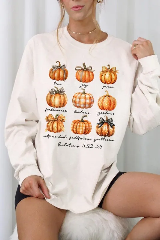 50% Off - Beige Pumpkin Long Sleeve Graphic Tee