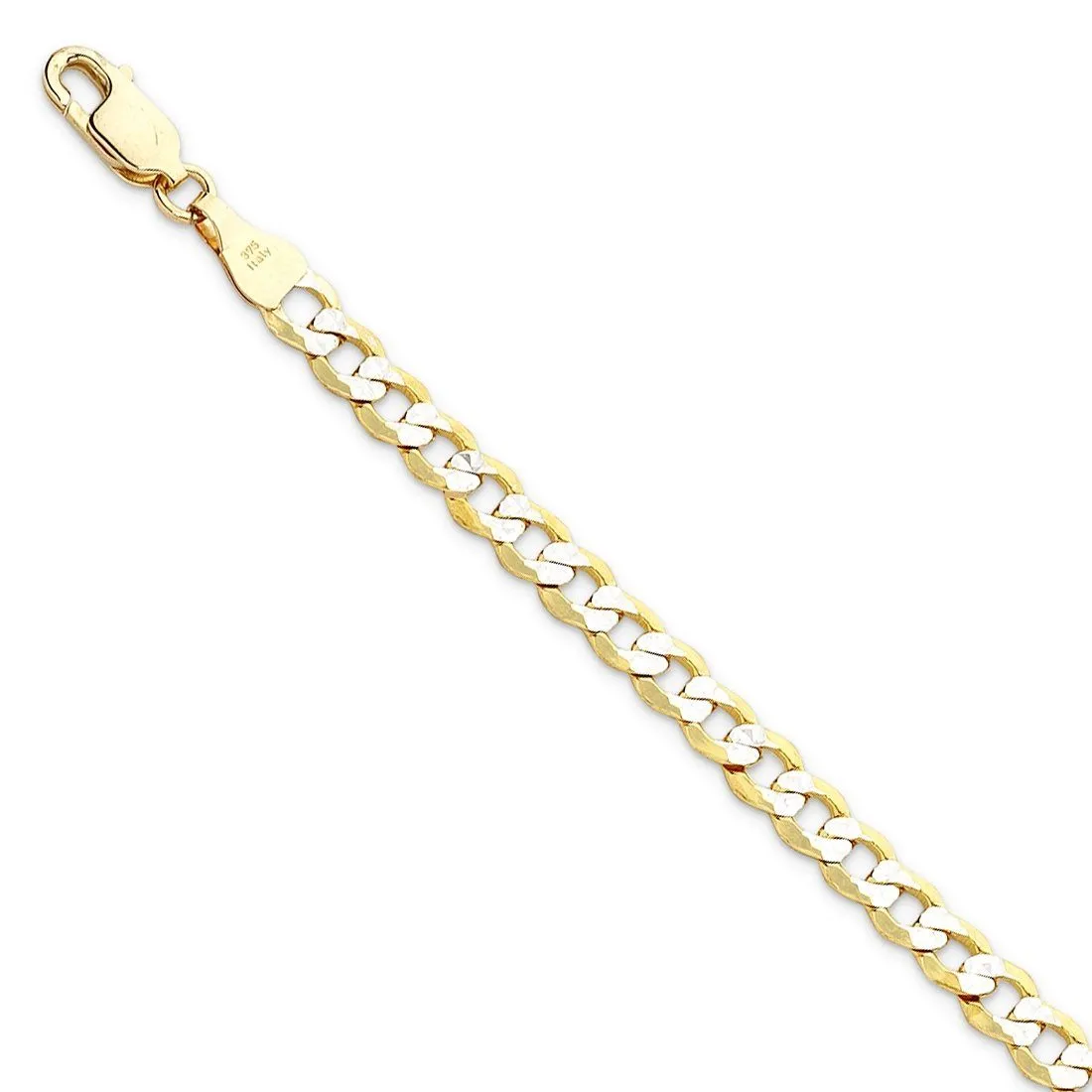 9ct Yellow Gold Two Tone Silver Infused Curb Necklace 50cm