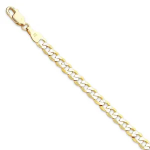 9ct Yellow Gold Two Tone Silver Infused Curb Necklace 50cm