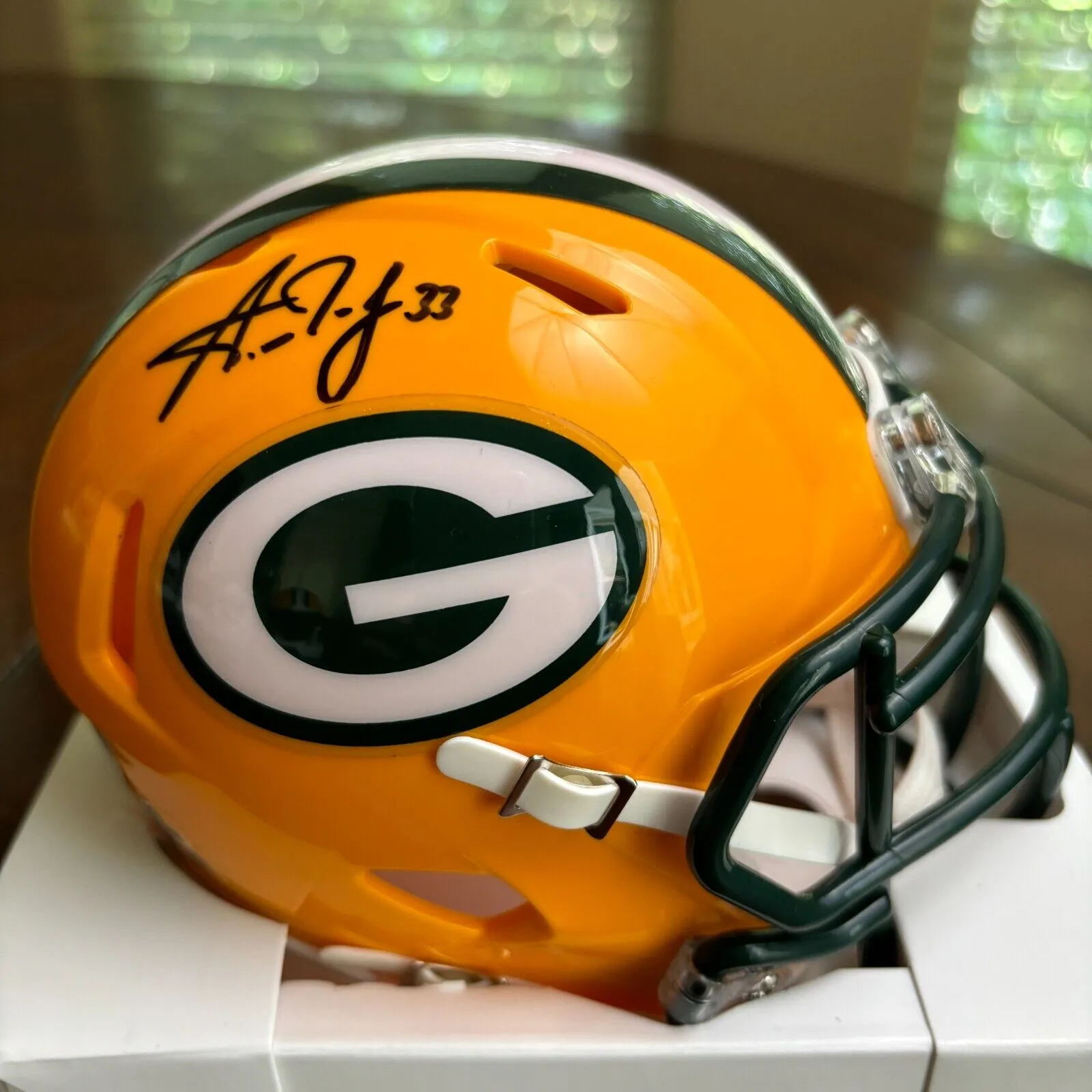 Aaron Jones Autographed Signed Green Bay Packers Mini Helmet Beckett