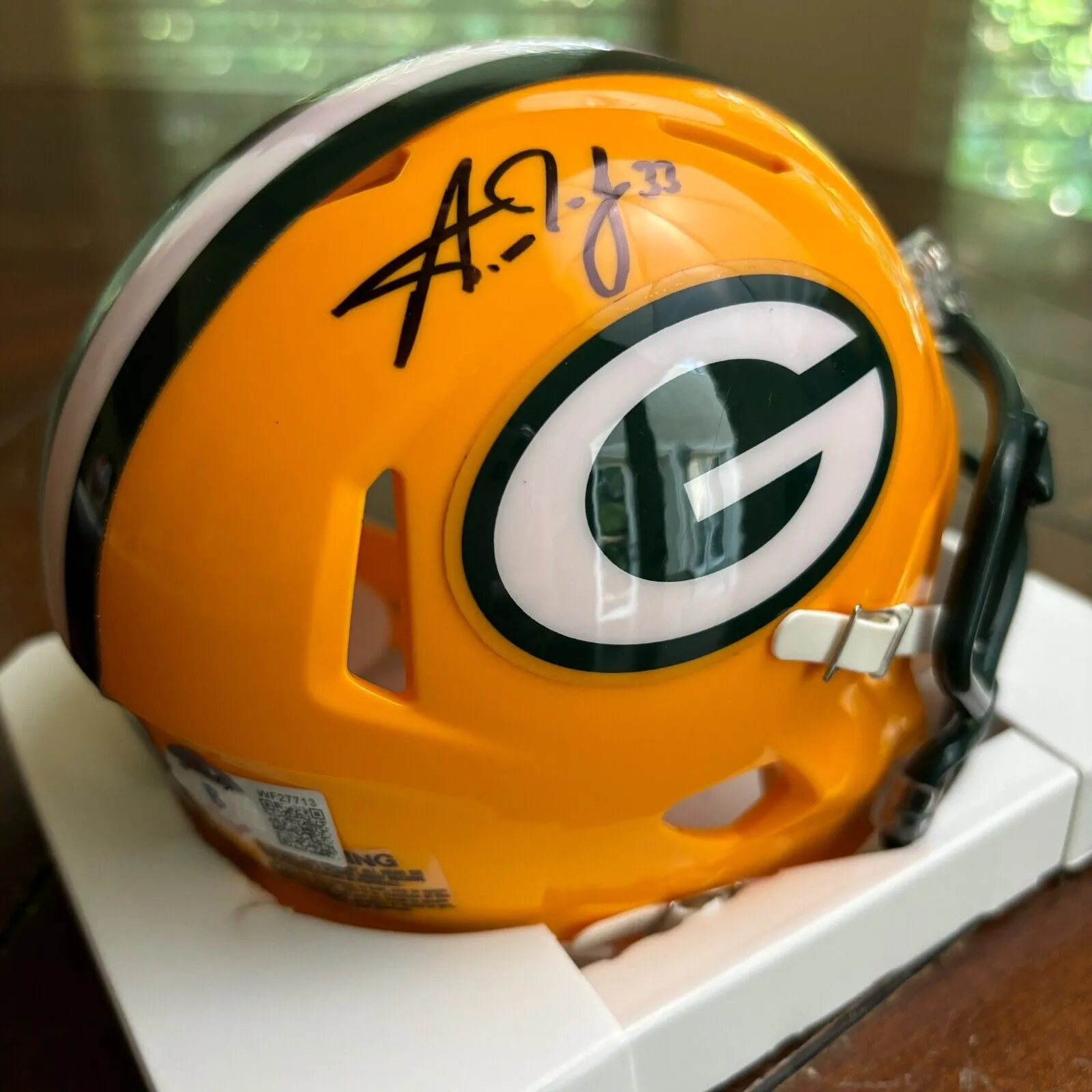 Aaron Jones Autographed Signed Green Bay Packers Mini Helmet Beckett
