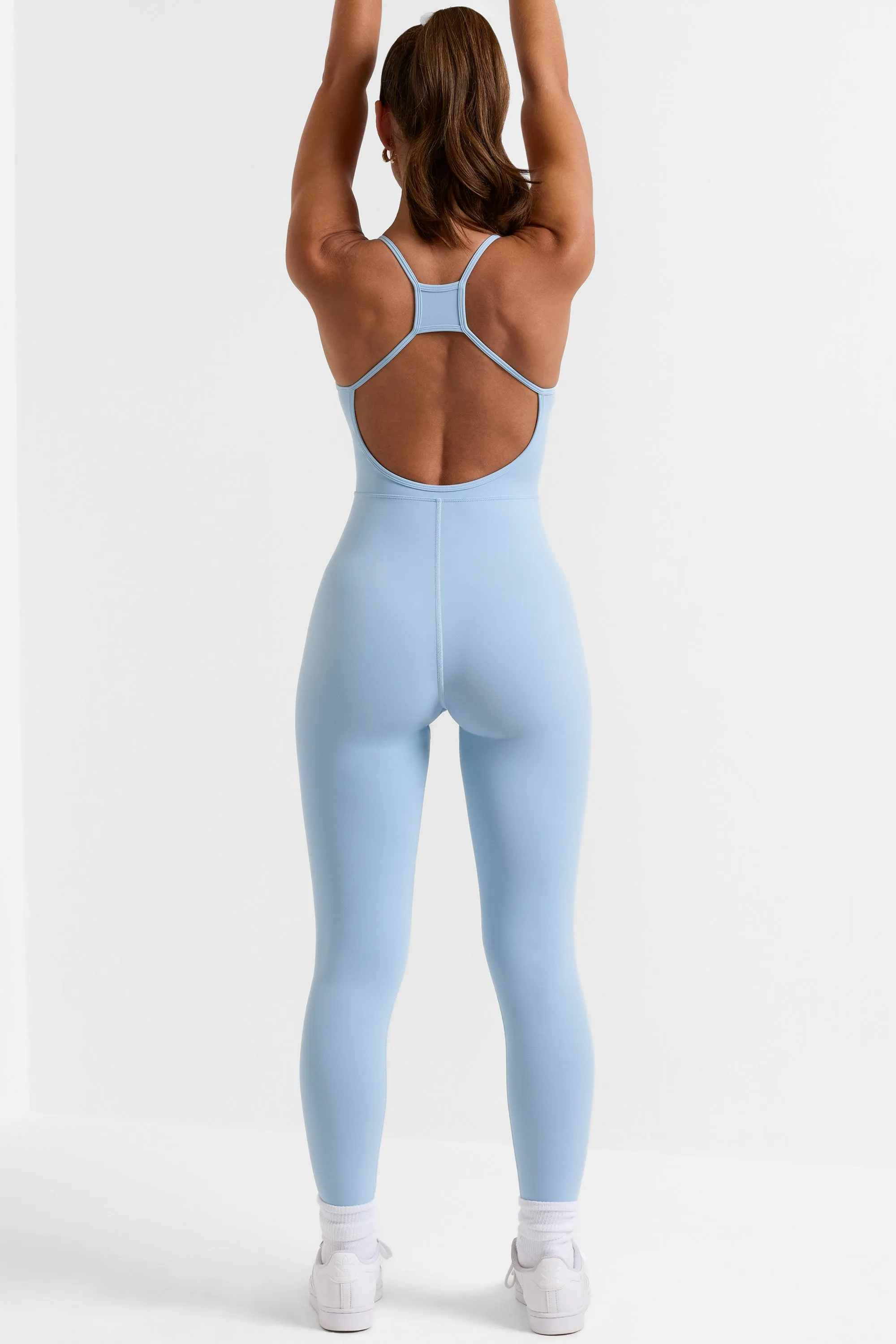 Ace - Open Back Full Length Unitard in Ice Blue