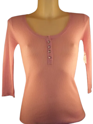 All Cashmere Crystal Button ¾ sleeve Henleys