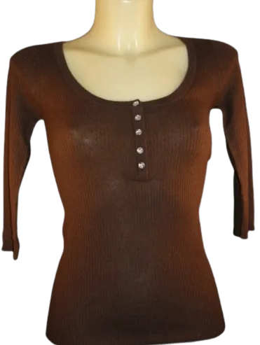 All Cashmere Crystal Button ¾ sleeve Henleys