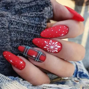 Almond Snowflake Matte Red