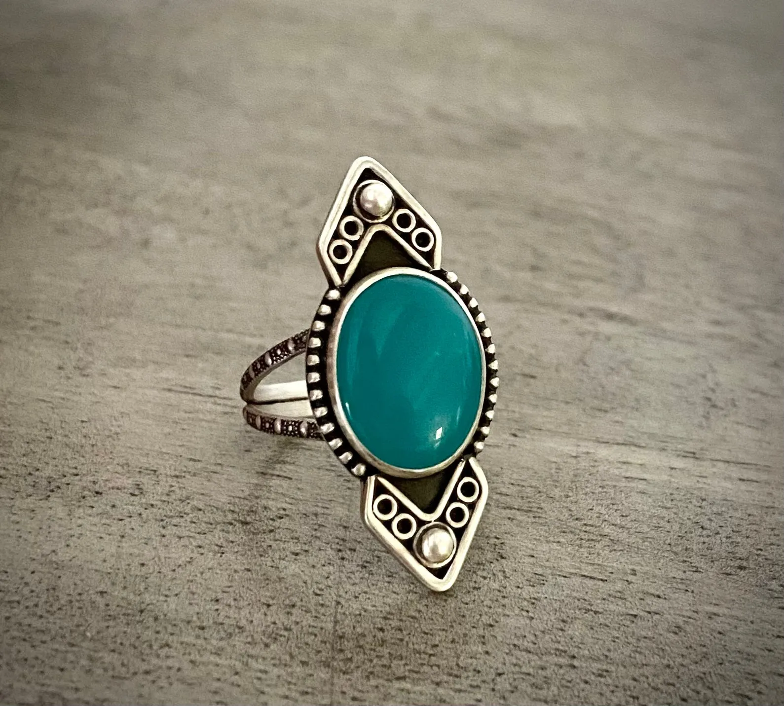 Amazonite Chevron Ring