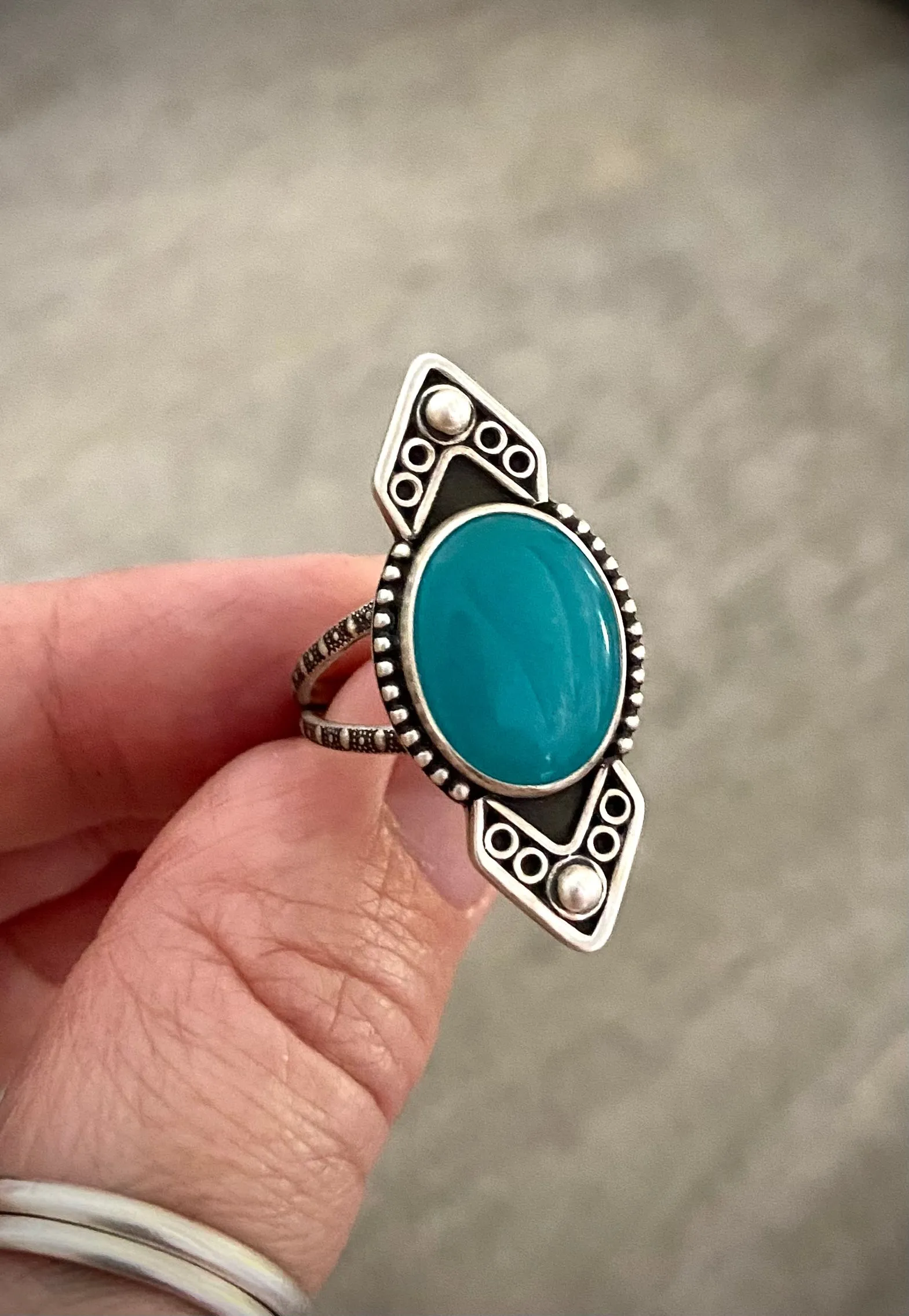 Amazonite Chevron Ring