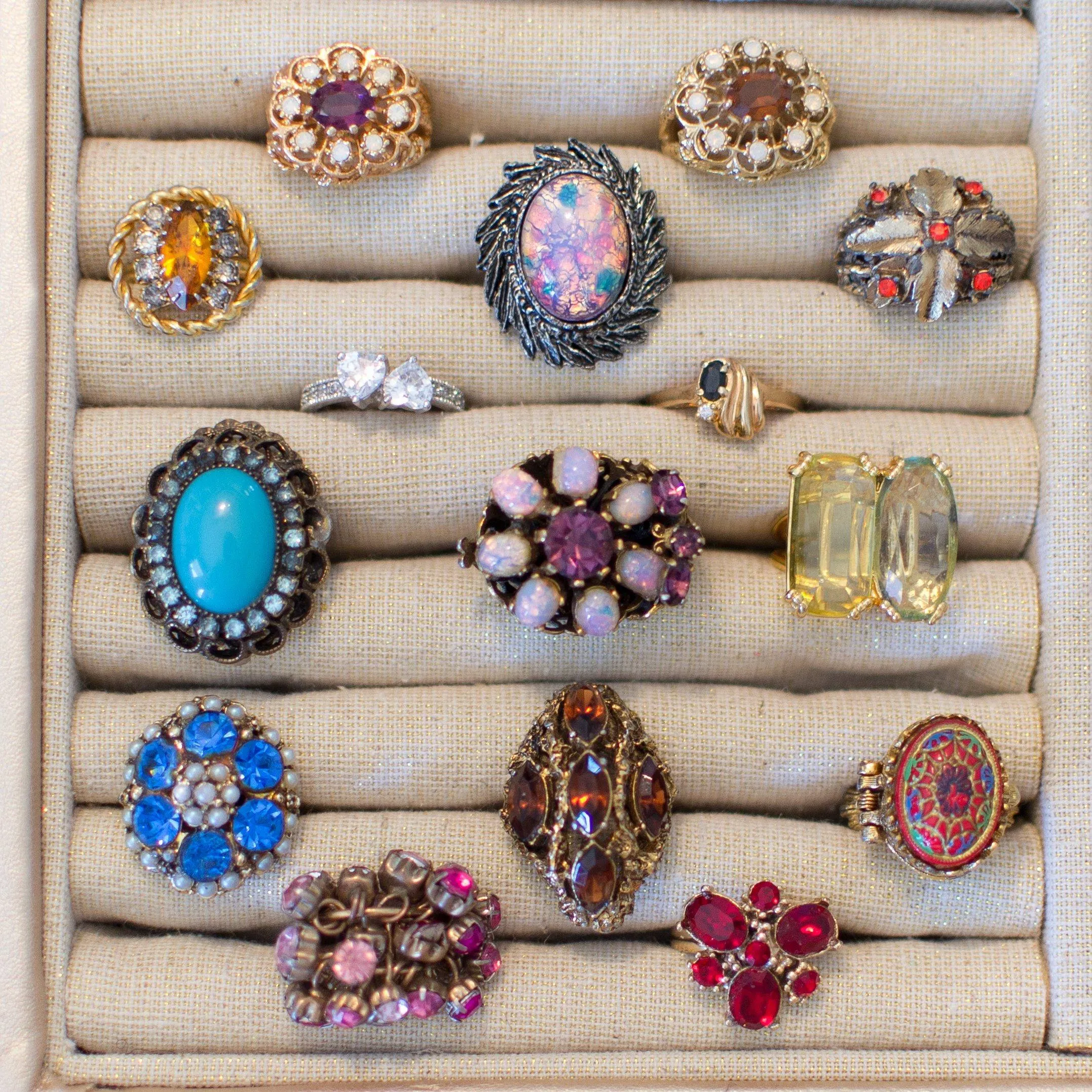Amethyst and Opaline Crystal Statement Ring