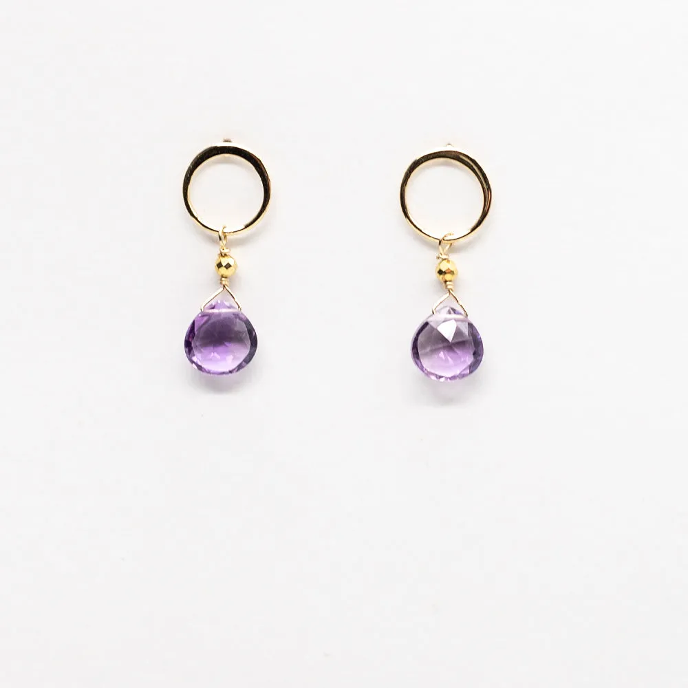 Amethyst Luna Gold Earrings