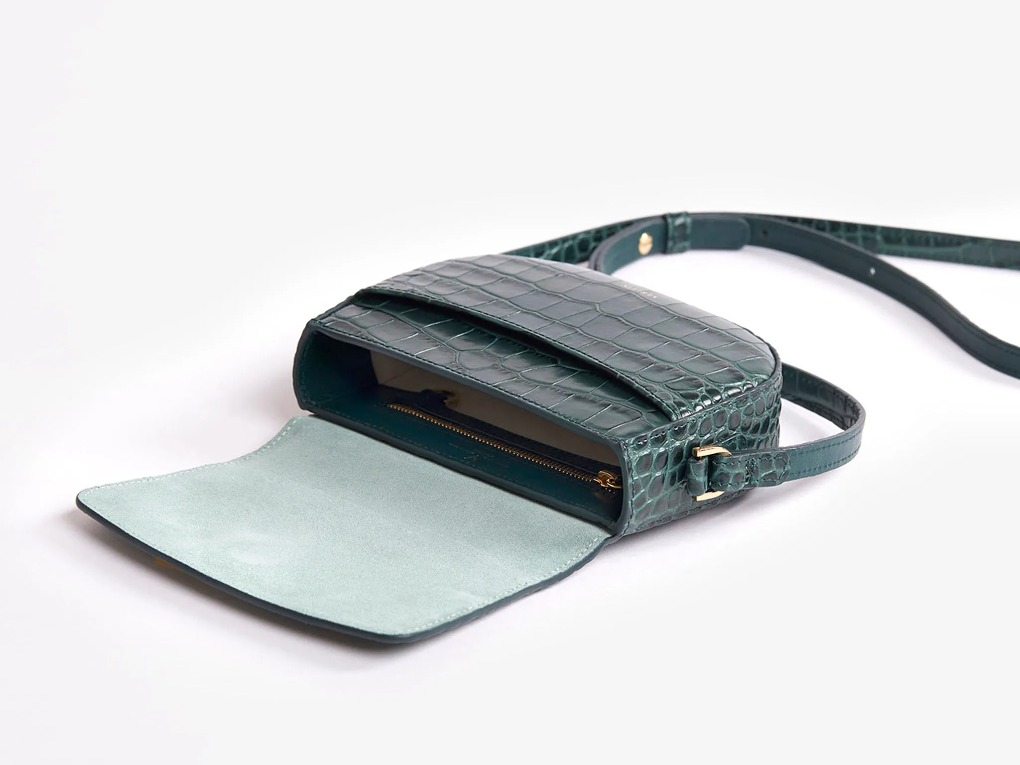 Ana Croc Mini Crossbody, Amazon Green