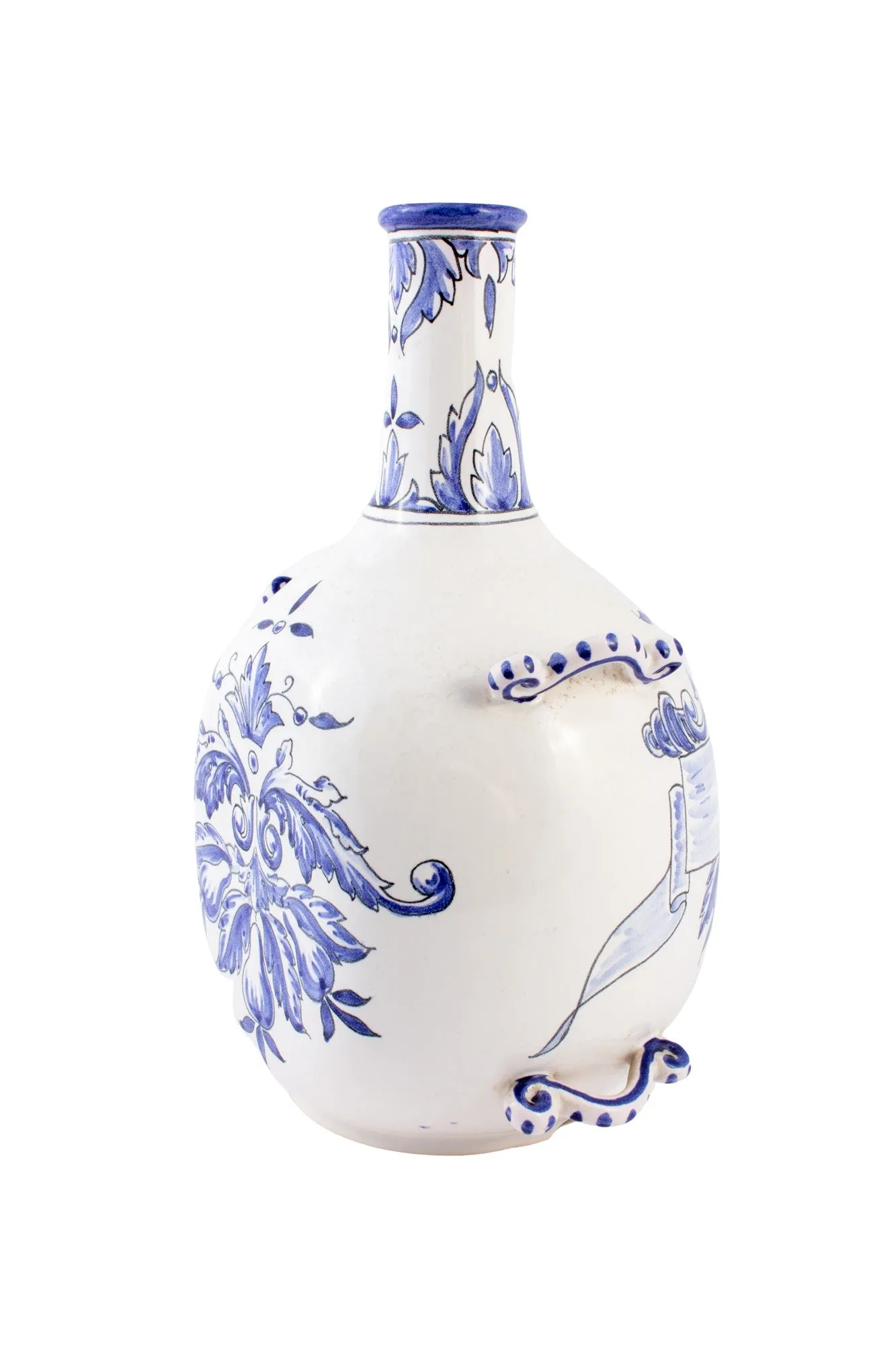 Antique Italian Blue & White Ceramic "Aqua Vitæ" Jug