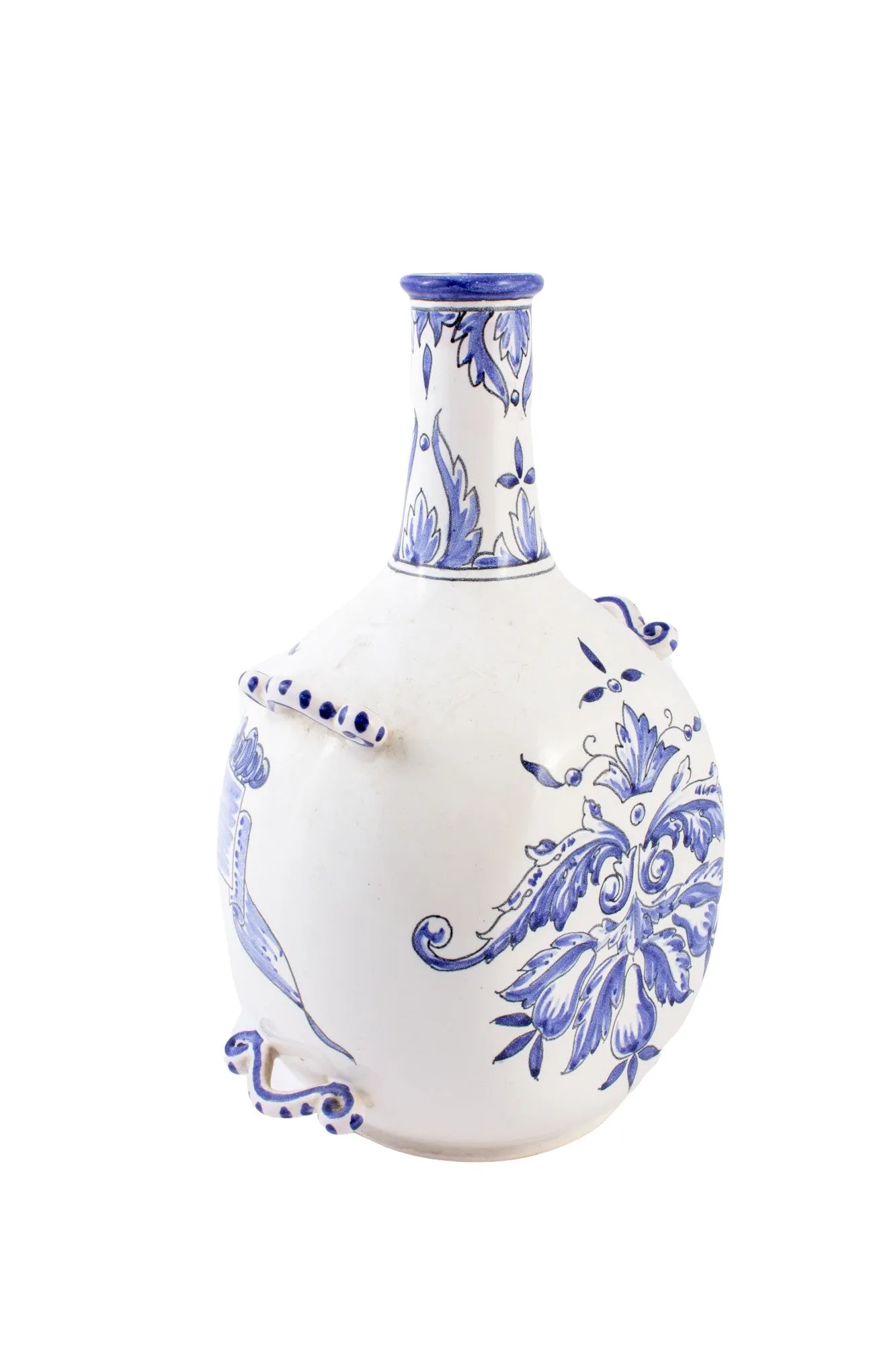 Antique Italian Blue & White Ceramic "Aqua Vitæ" Jug