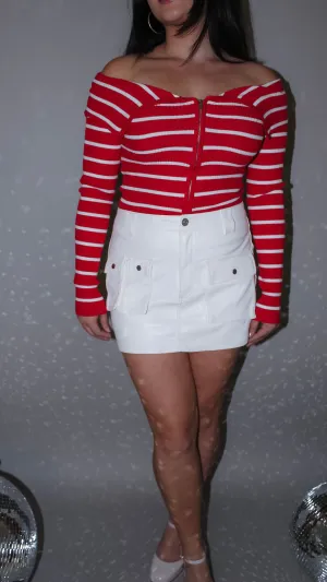 Approachable Ivory Leather Skirt