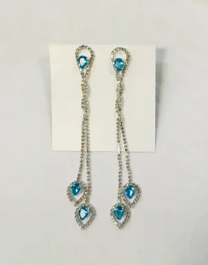 Aqua Long Crystal Earrings