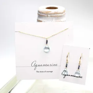 Aquamarine & Sapphire Gold Raindrop Set