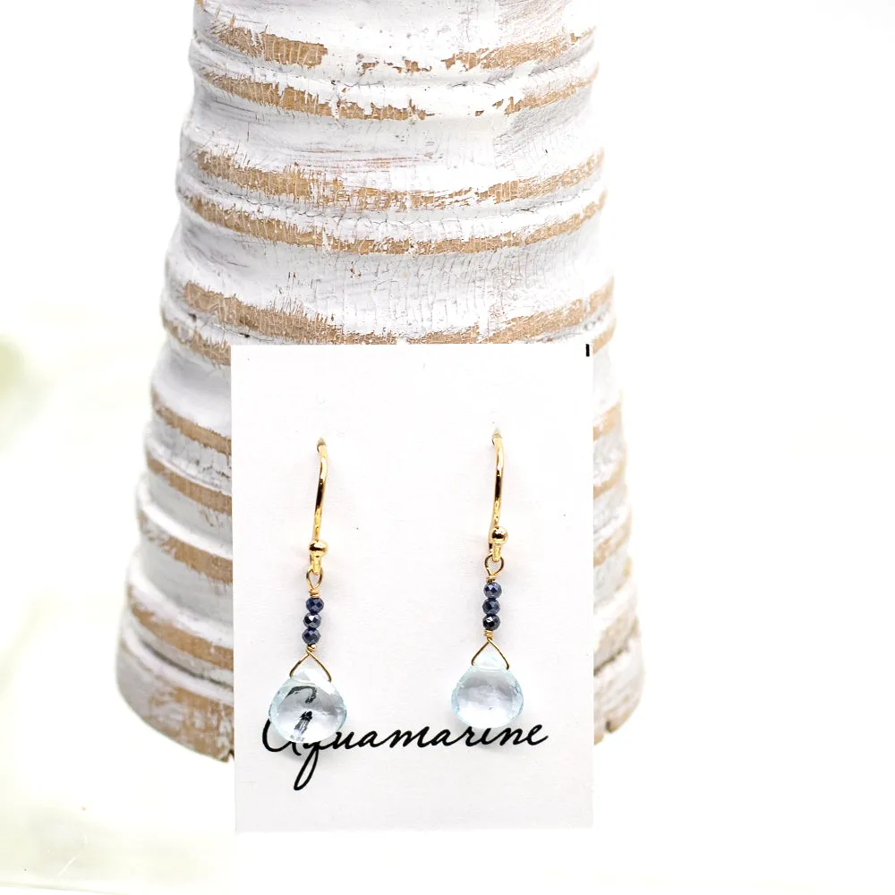 Aquamarine & Sapphire Gold Raindrop Set