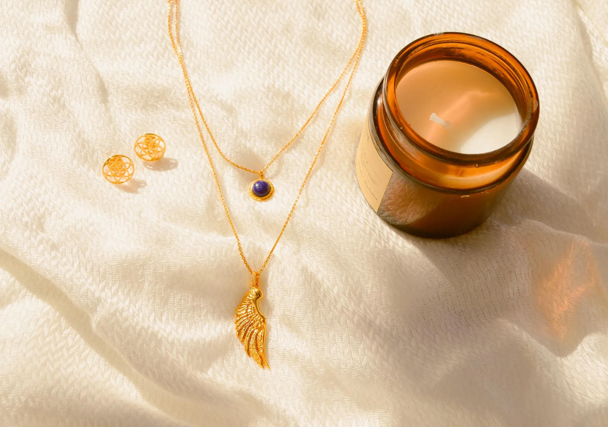 Archangel Michael Angel of Protection Necklace, Lapis Lazuli, 18K Gold