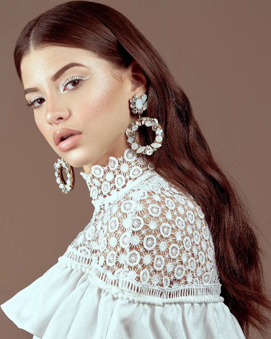 Aro White Earrings