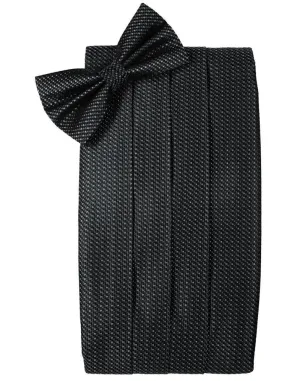 Asphalt Silk Weave Cummerbund & Bow Tie Set