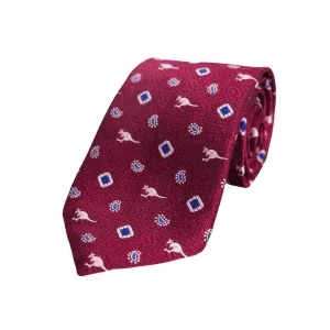 Australian Neck Tie Kangaroo Neat Diamonds Burgundy