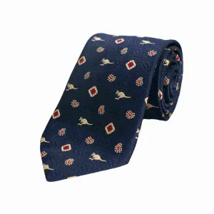 Australian Neck Tie Kangaroo Neat Diamonds Navy