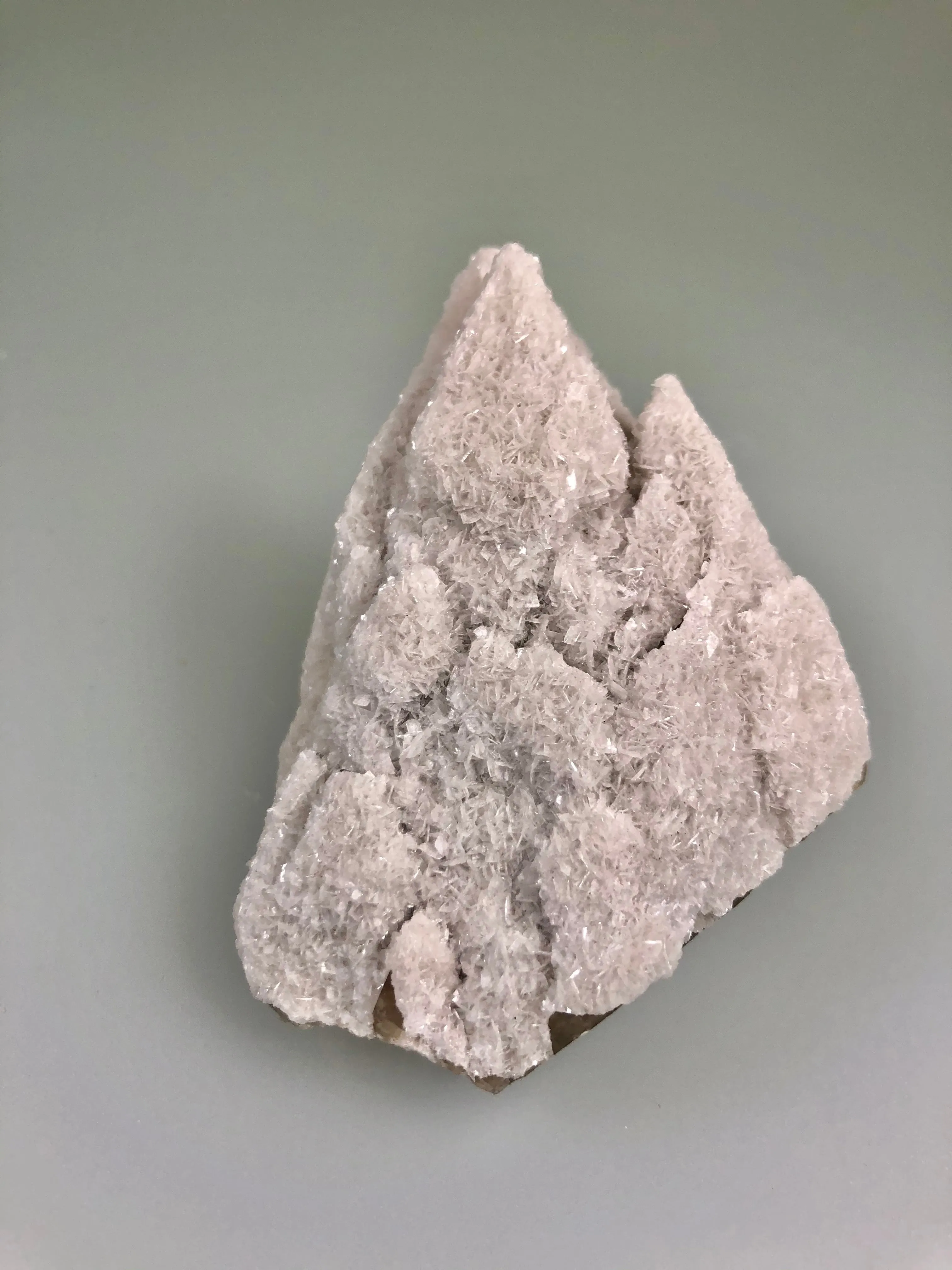 Barite on Calcite, Annabel Lee Mine, Ozark-Mahoning Company, Harris Creek District,  Southern Illinois, Mined c. late 1980’s, ex. R. E. Pickens, Ron Roberts Collection CB-15, Miniature 4.5 x 5.0 x 6.5 cm, $45. Online 5/11.