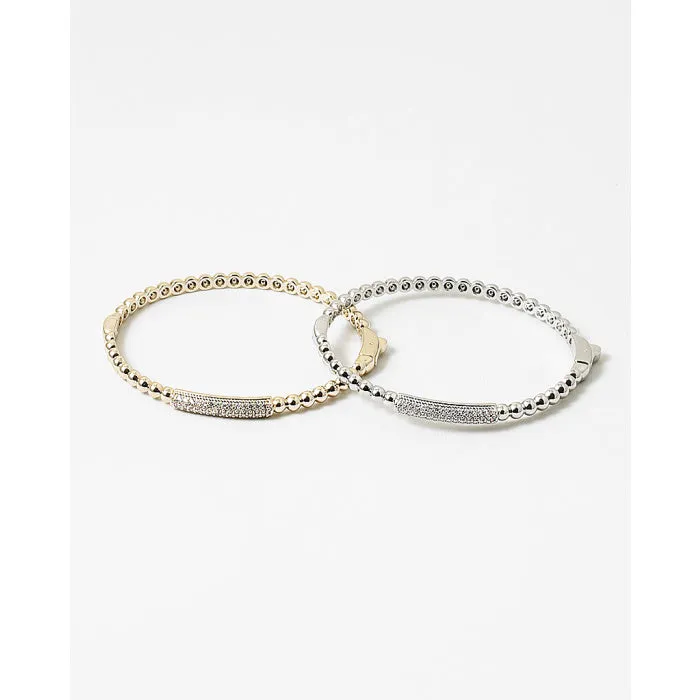 Beaded Bangle - Gold or Silver