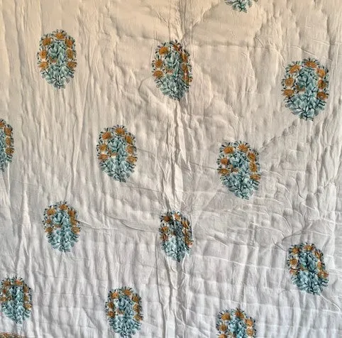 Beautiful Quilt.-Blue and Gold- Large Size.