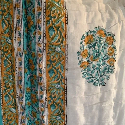 Beautiful Quilt.-Blue and Gold- Large Size.